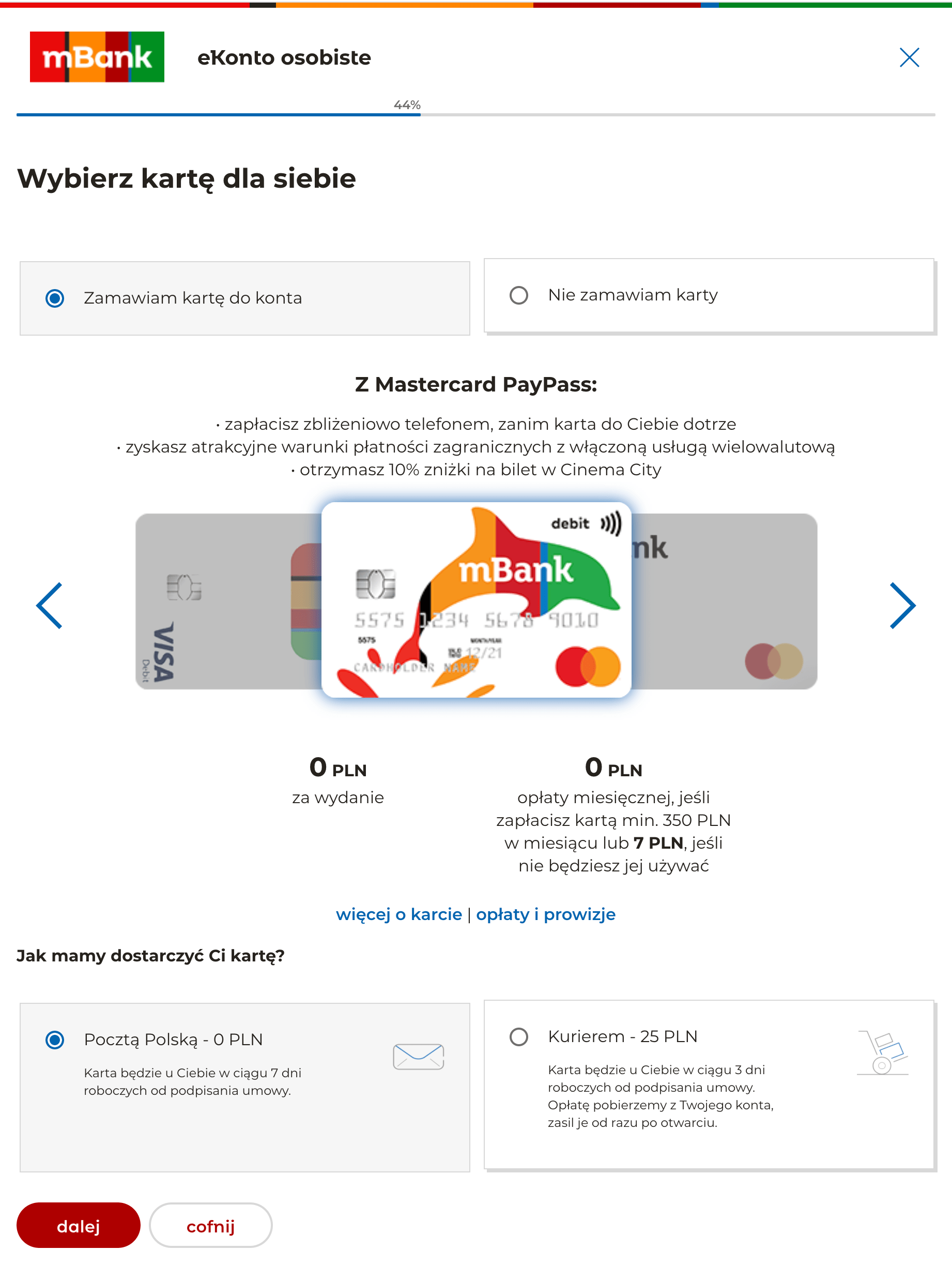 Zakładanie konta w mBanku - Krok 4.