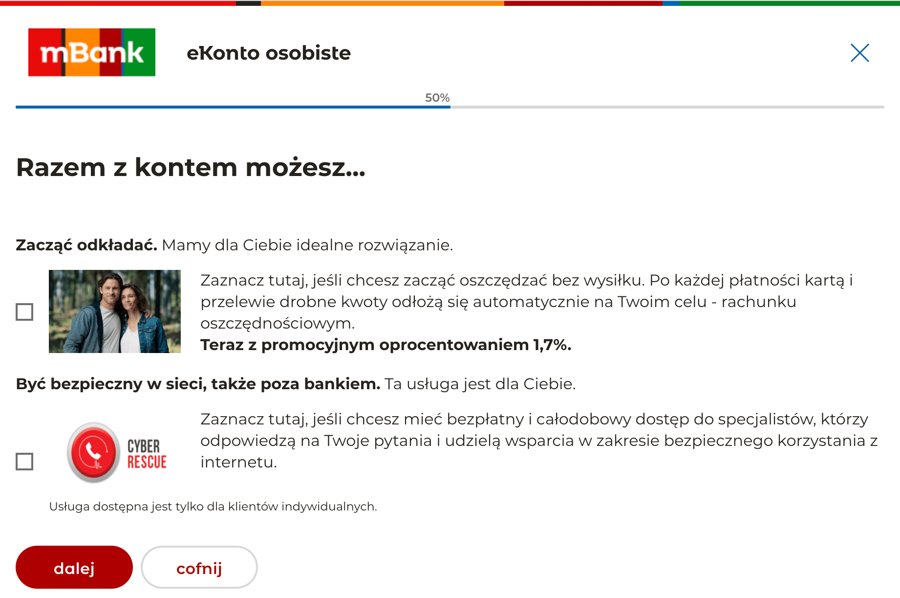 Zakładanie konta w mBanku - Krok 5.